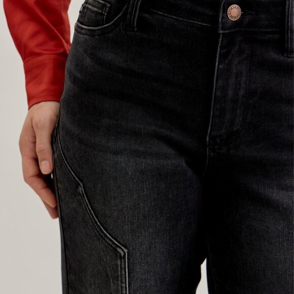 Judy Blue Mid Rise Straight Western Seam Detail Jeans - Picture 2 of 12